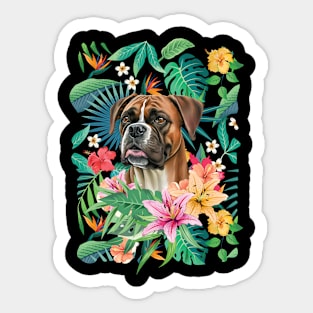 Tropical Red Fawn Boxer Dog 4 Sticker